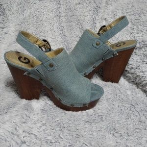 Guess denim block heel
